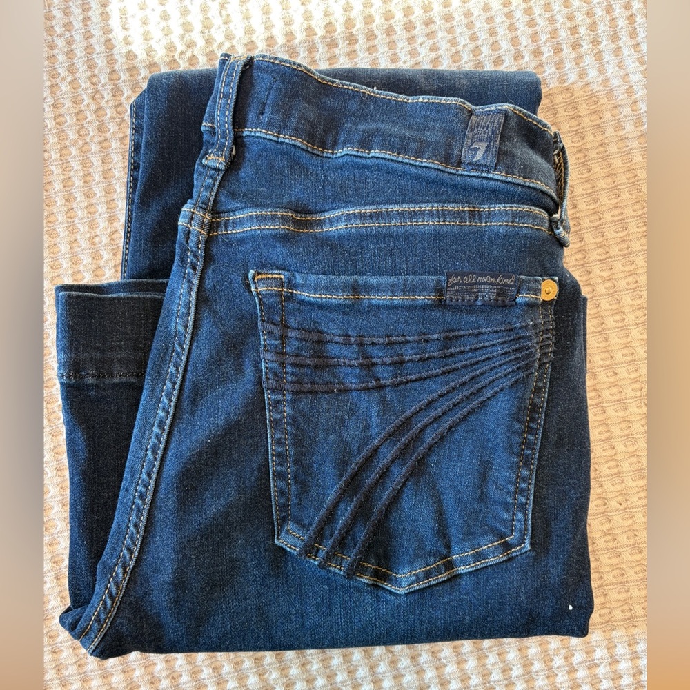 7 For All Mankind Dark Blue Wide Leg Jeans